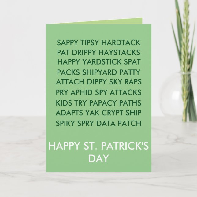 Tarjeta St. Patrick Anagram (Anverso)