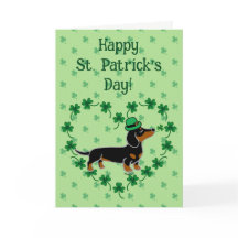 St. Patrick Day Black y Tan Dachshund Posing