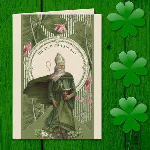 Tarjeta St. Patrick Day Shamrock Bishop Religious