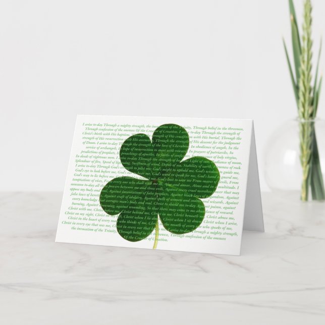 Tarjeta St. Patrick Poem El grito de ciervos Shamrock (Anverso)