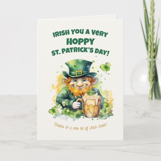 Tarjeta St. Patrick’s Day Leprechaun Funny Card (Anverso)