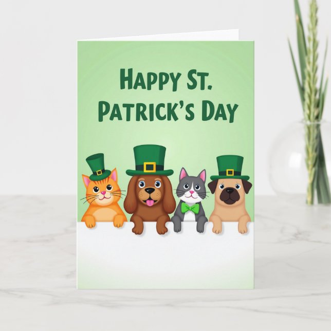 Tarjeta St Patricks Animal Friends Holiday Card (Anverso)