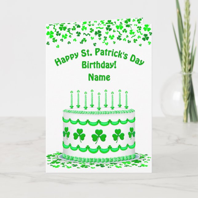 Tarjeta St Patrick's Birthday Cake Custom Candles Greeting (Anverso)