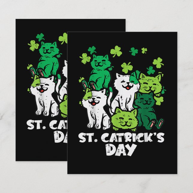Tarjeta St Patricks Catricks Day Cats Saint Pattys (Anverso / Reverso)
