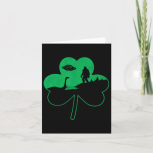 Tarjeta St Patricks Day Bigfoot Nessie Ufo Alien Shamrock
