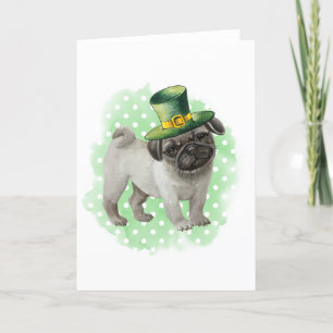 Tarjeta St Patricks Day Card Pug Dog Leprechaun