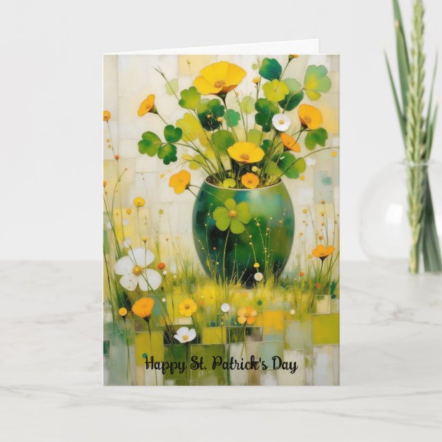 Tarjeta St. Patrick's Day Card with Green Vase (Anverso)