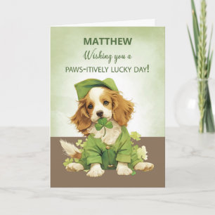 Tarjeta St. Patricks Day Cute Puppy Dog Lucky