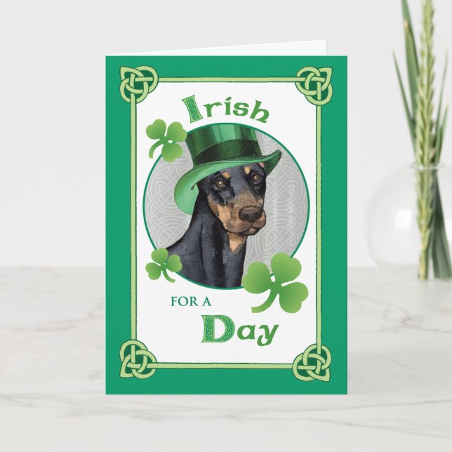 Tarjeta St. Patrick's Day Doberman Pinscher (Anverso)