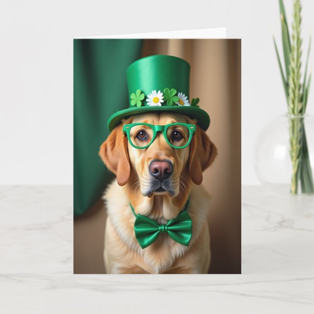 Tarjeta St Patricks Day Dog Photo Card (Anverso)