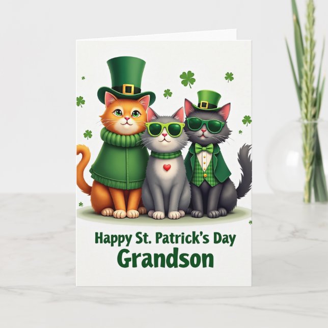 Tarjeta St Patricks Day Felines Glitter Card (Anverso)