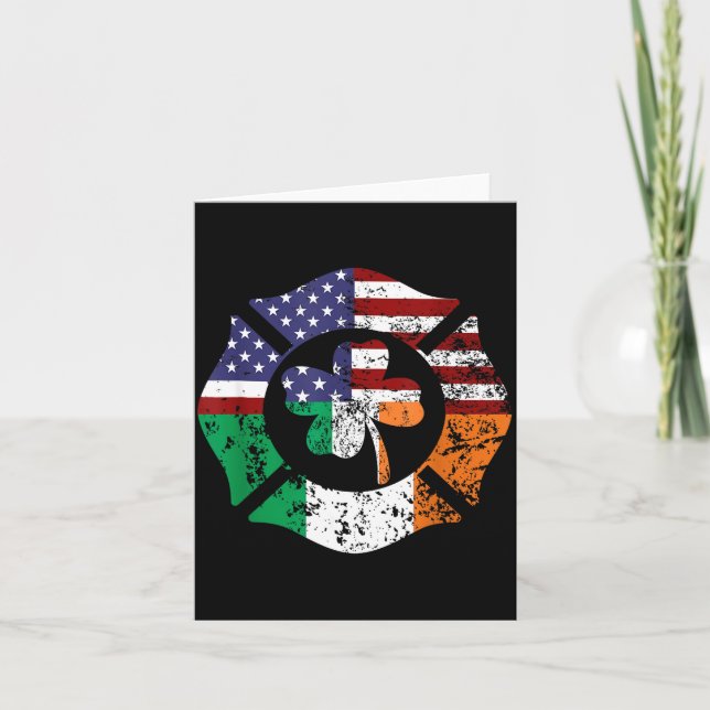 Tarjeta St Patrick's Day Fireman Gift Proud Firefighter Qu (Anverso)