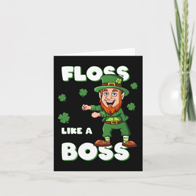 Tarjeta St Patricks Day Floss Como Un Jefe Leprechaun Boys (Anverso)