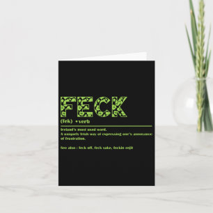 Tarjeta St Patricks Day Funny Irlandés Feck Definition Par