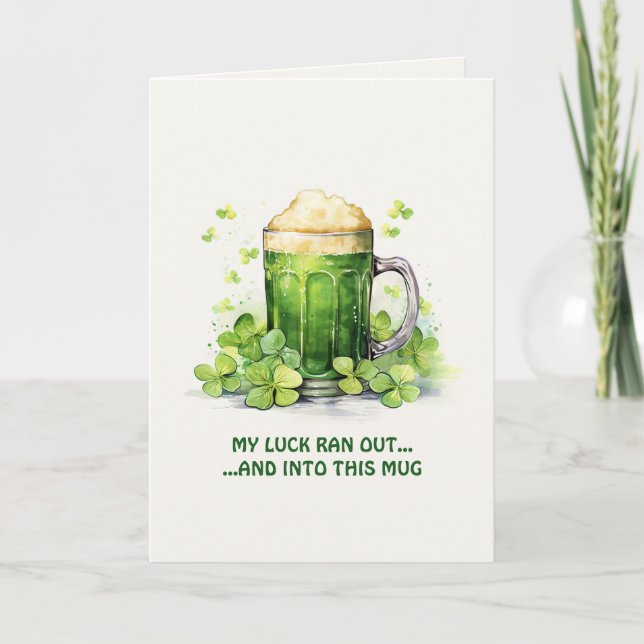 Tarjeta St. Patrick's Day Funny Leprechaun Coffee Card (Anverso)