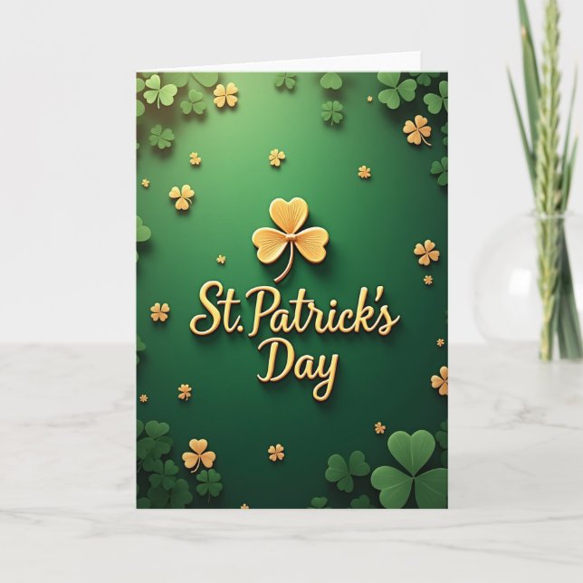Tarjeta St Patricks Day Gold Clover Card (Anverso)