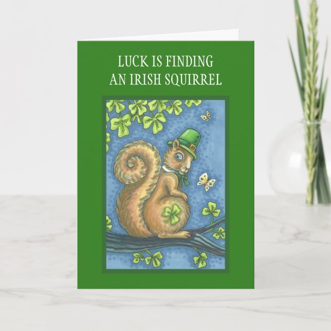 Tarjeta ST. PATRICKS DAY IRISH SQUIRREL GREETING CARD Vers (Anverso)