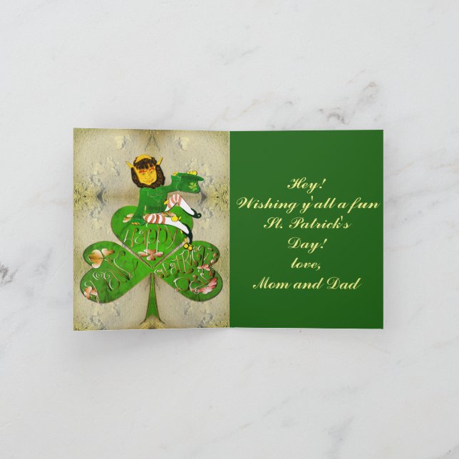 Tarjeta St. Patrick's Day Leprechaun (Interior)