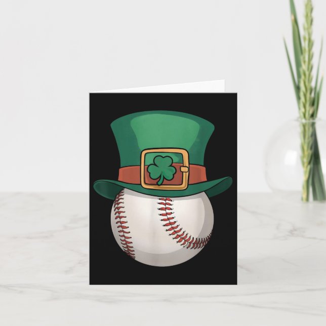 Tarjeta St Patricks Day Leprechaun Gorra Shamrock Baseball (Anverso)