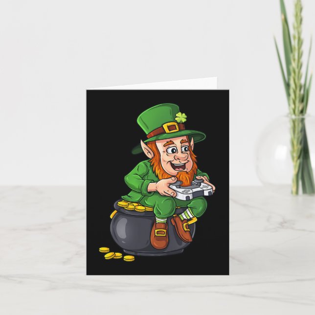Tarjeta St Patricks Day Leprechaun Video Game Controller B (Anverso)