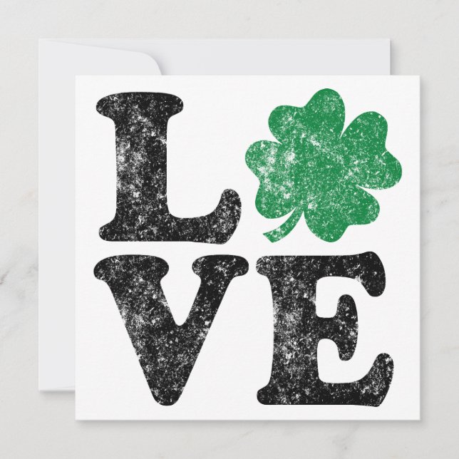 Tarjeta St Patrick's Day LOVE Shamrock Irish (Anverso)