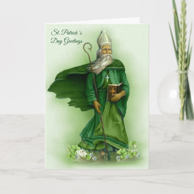 Tarjeta St. Patrick's Day Note Shamrock religioso (Anverso)