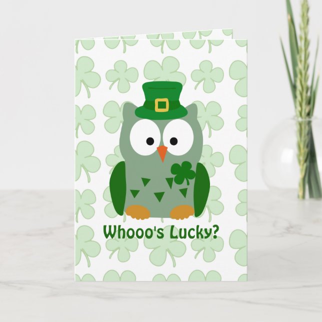 Tarjeta St. Patrick's Day Owl Greeting Card (Anverso)