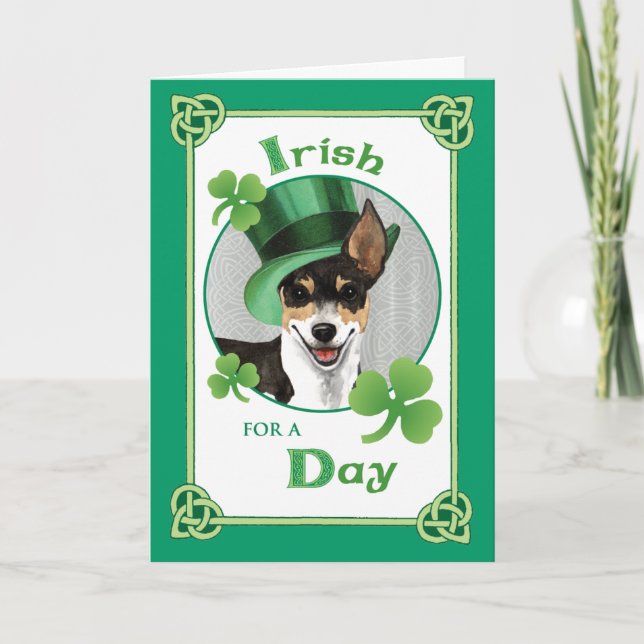 Tarjeta St. Patrick's Day Rat Terrier (Anverso)
