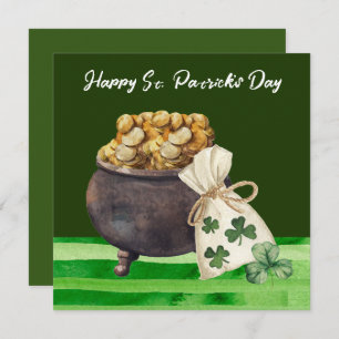Tarjeta St. Patrick's Day Shamrock Clover y Pot