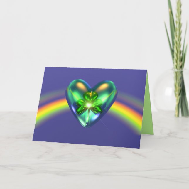 Tarjeta St. Patricks Day Shamrock Heart (Anverso)