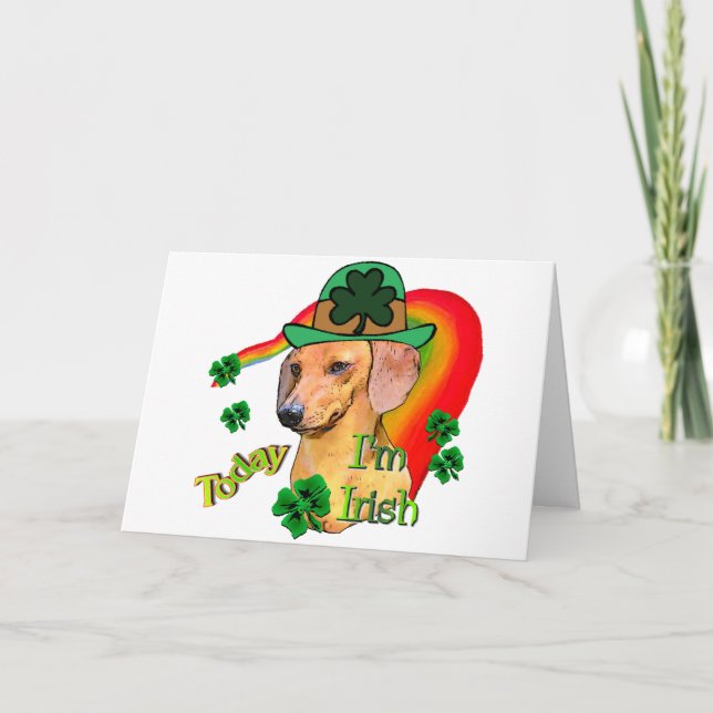 Tarjeta St Patricks del Dachshund (Anverso)