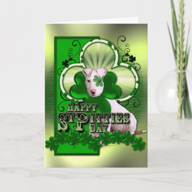Tarjeta St Patricks - día del St Pitties - Pitbull - Petey (Anverso)