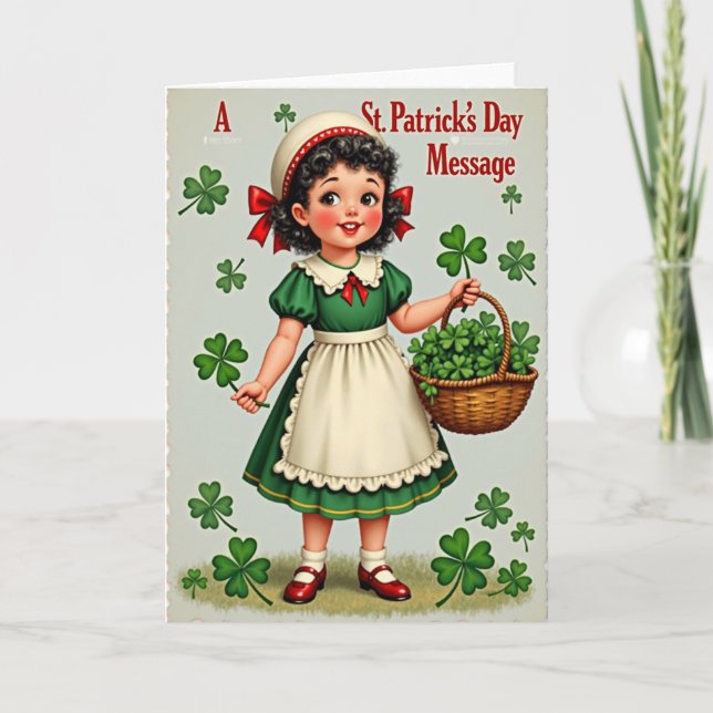 Tarjeta St Patricks Girl Glitter Texture Card (Anverso)