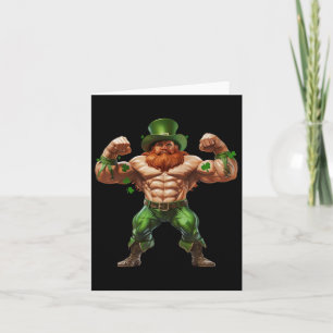 Tarjeta St Patricks Gnome Bodybuilder Pose Musle Swole
