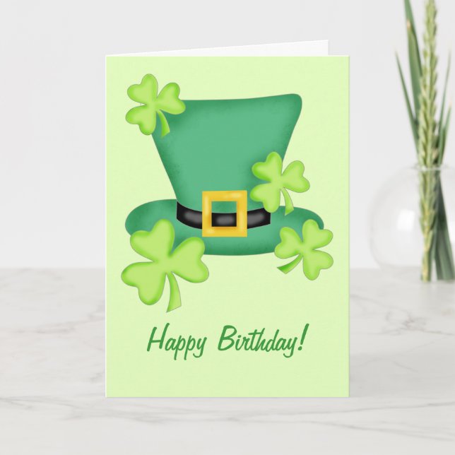 Tarjeta St. Patrick's Happy Birthday Shamrock (Anverso)