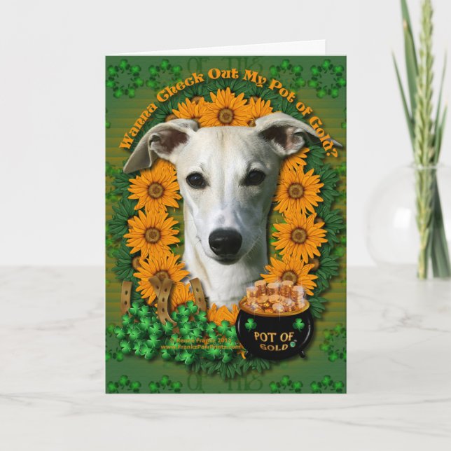 Tarjeta St Patricks - mina de oro - Whippet (Anverso)