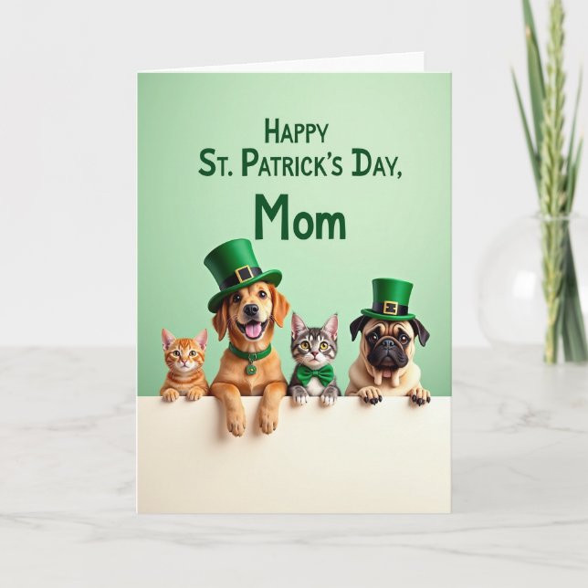 Tarjeta St Patricks Pets Mom Card (Anverso)