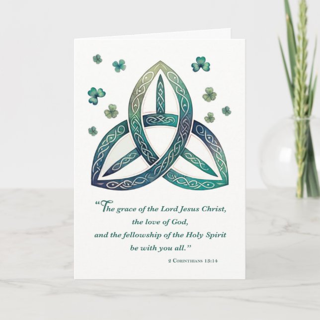 Tarjeta St. Patrick's Religious Blessings Celtic Triquetra (Anverso)