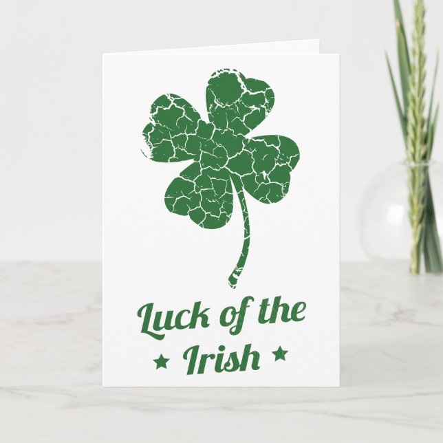 Tarjeta st patricks trébol afortunado angustiado (Anverso)