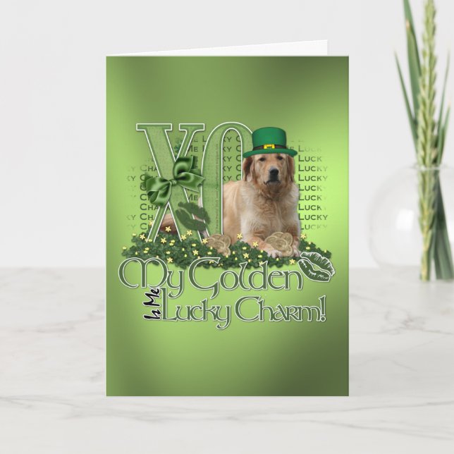 Tarjeta St Patricks - yo encanto afortunado - golden (Anverso)