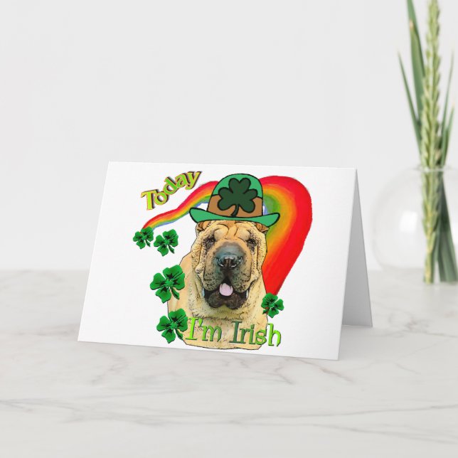 Tarjeta St. Pattys de Shar-pei del chino (Anverso)