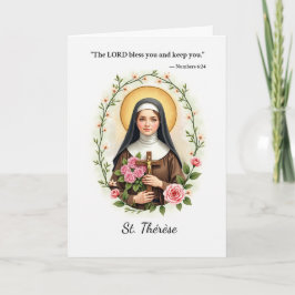 Tarjeta St. Therese de Lisieux Paz y Bendiciones de Dios