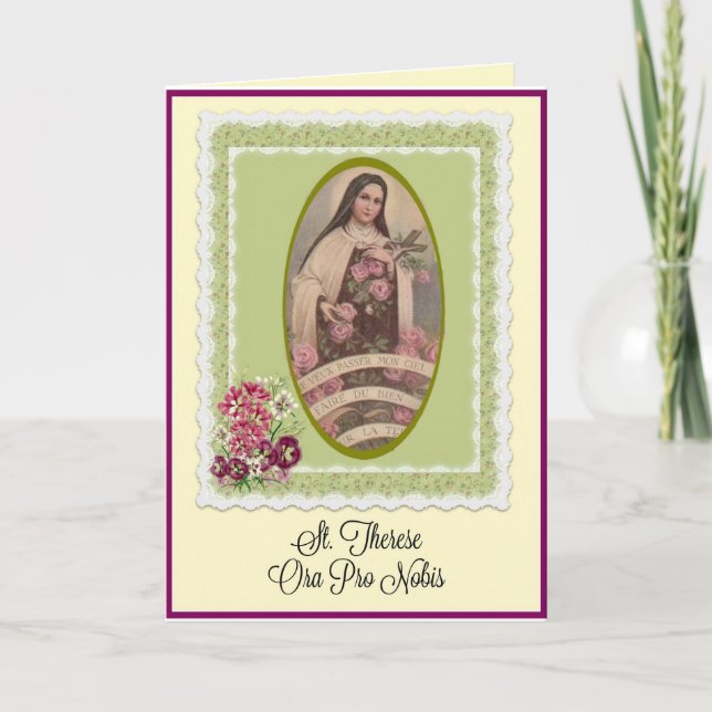 Tarjeta St.Therese el pequeño rezo de la flor (Anverso)