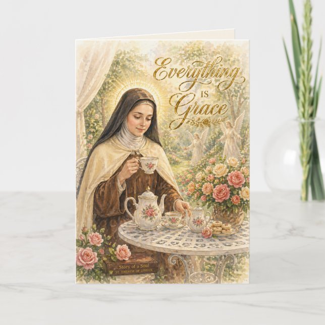 Tarjeta St Therese Everything is Grace Catholic  (Anverso)