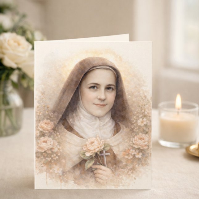 Tarjeta St. Thérèse of Lisieux Roses Scripture  (Subido por el creador)