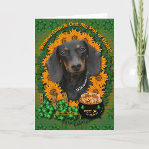 Tarjeta Sta Patrones - Oro de Oro - Dachshund - Winston