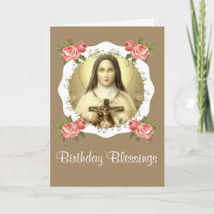 Tarjeta Sta. Teresa del Niño Jesús Flor pequeña