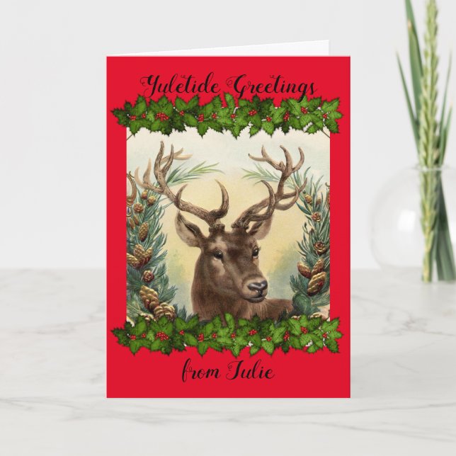 Tarjeta Stag de Vintage Yuletide (Anverso)