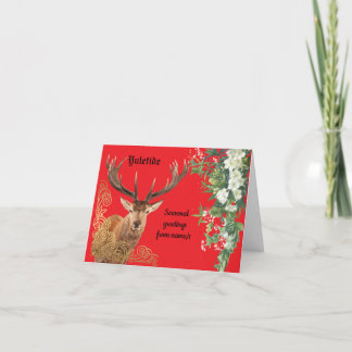 Tarjeta Stag on red Yule