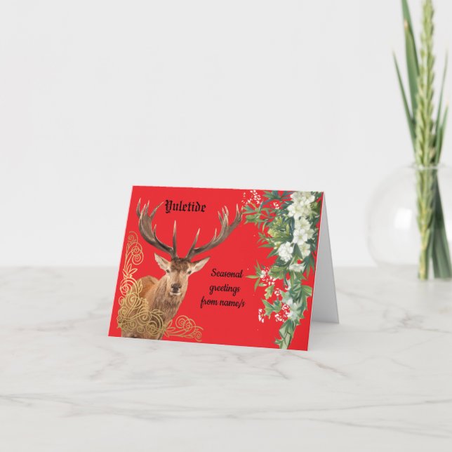 Tarjeta Stag on red Yule (Anverso)